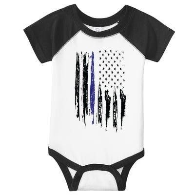 Police Thin Blue Line Flag Gift Crewneck Meaningful Gift Mens Infant Baby Jersey Bodysuit