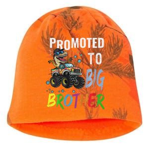 Promoted To Big Brother Dinosaur Riding Monster Truck Kati - Camo Knit Beanie