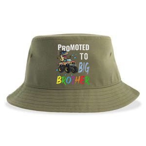 Promoted To Big Brother Dinosaur Riding Monster Truck Sustainable Bucket Hat