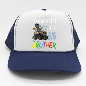 Promoted To Big Brother Dinosaur Riding Monster Truck Trucker Hat