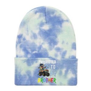 Promoted To Big Brother Dinosaur Riding Monster Truck Tie Dye 12in Knit Beanie