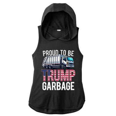 Proud To Be Trump Garbage American Flag Ladies PosiCharge Tri-Blend Wicking Draft Hoodie Tank