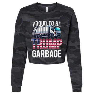 Proud To Be Trump Garbage American Flag Cropped Pullover Crew