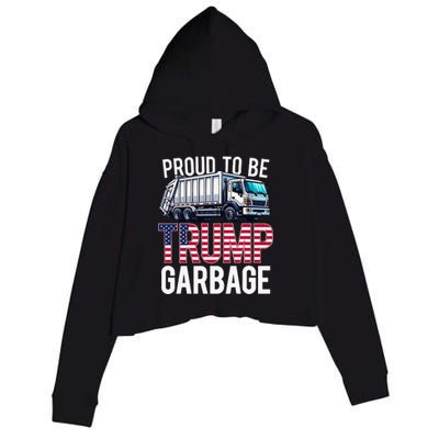 Proud To Be Trump Garbage American Flag Crop Fleece Hoodie