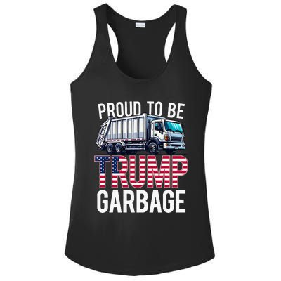 Proud To Be Trump Garbage American Flag Ladies PosiCharge Competitor Racerback Tank