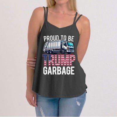 Proud To Be Trump Garbage American Flag Women's Strappy Tank