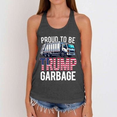 Proud To Be Trump Garbage American Flag Women's Knotted Racerback Tank