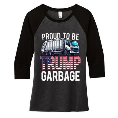 Proud To Be Trump Garbage American Flag Women's Tri-Blend 3/4-Sleeve Raglan Shirt