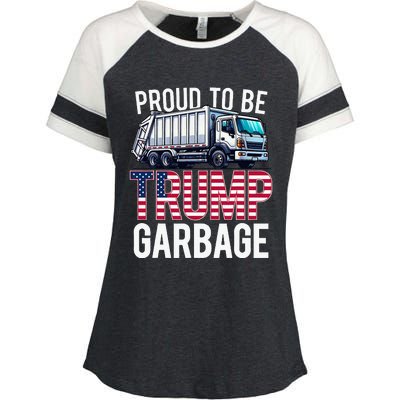 Proud To Be Trump Garbage American Flag Enza Ladies Jersey Colorblock Tee