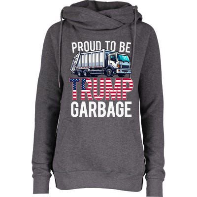 Proud To Be Trump Garbage American Flag Womens Funnel Neck Pullover Hood