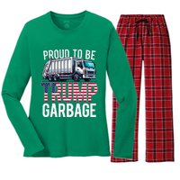 Proud To Be Trump Garbage American Flag Women's Long Sleeve Flannel Pajama Set 