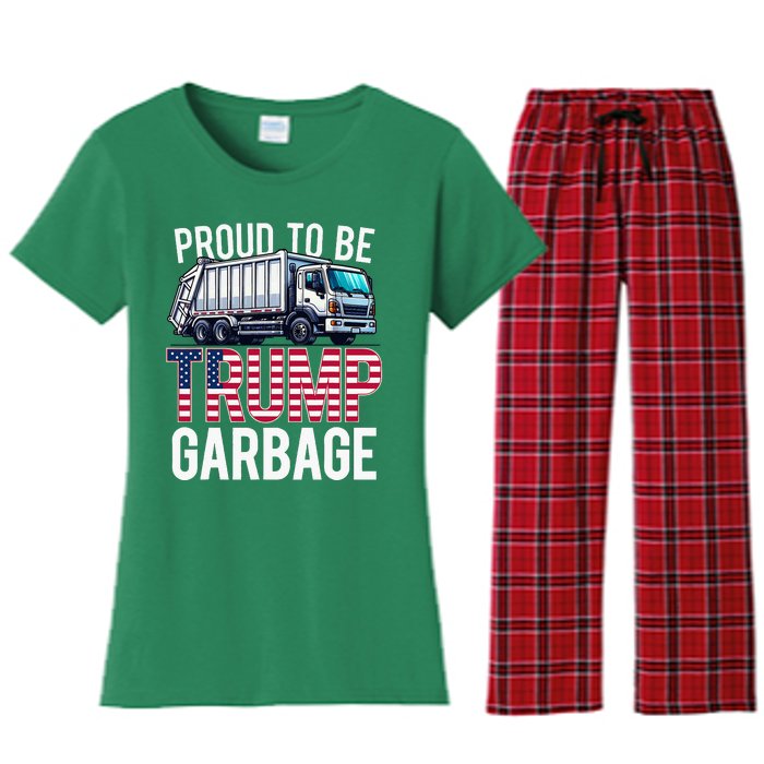 Proud To Be Trump Garbage American Flag Women's Flannel Pajama Set