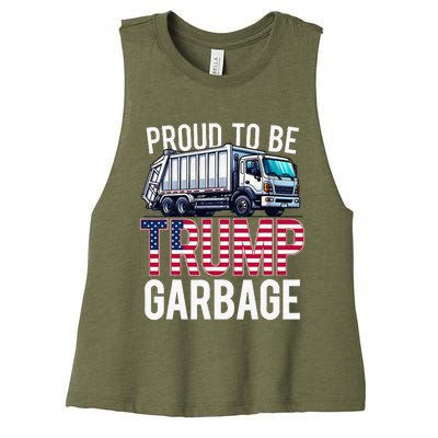 Proud To Be Trump Garbage American Flag Women's Racerback Cropped Tank