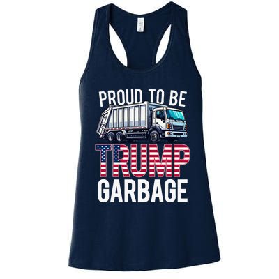 Proud To Be Trump Garbage American Flag Women's Racerback Tank