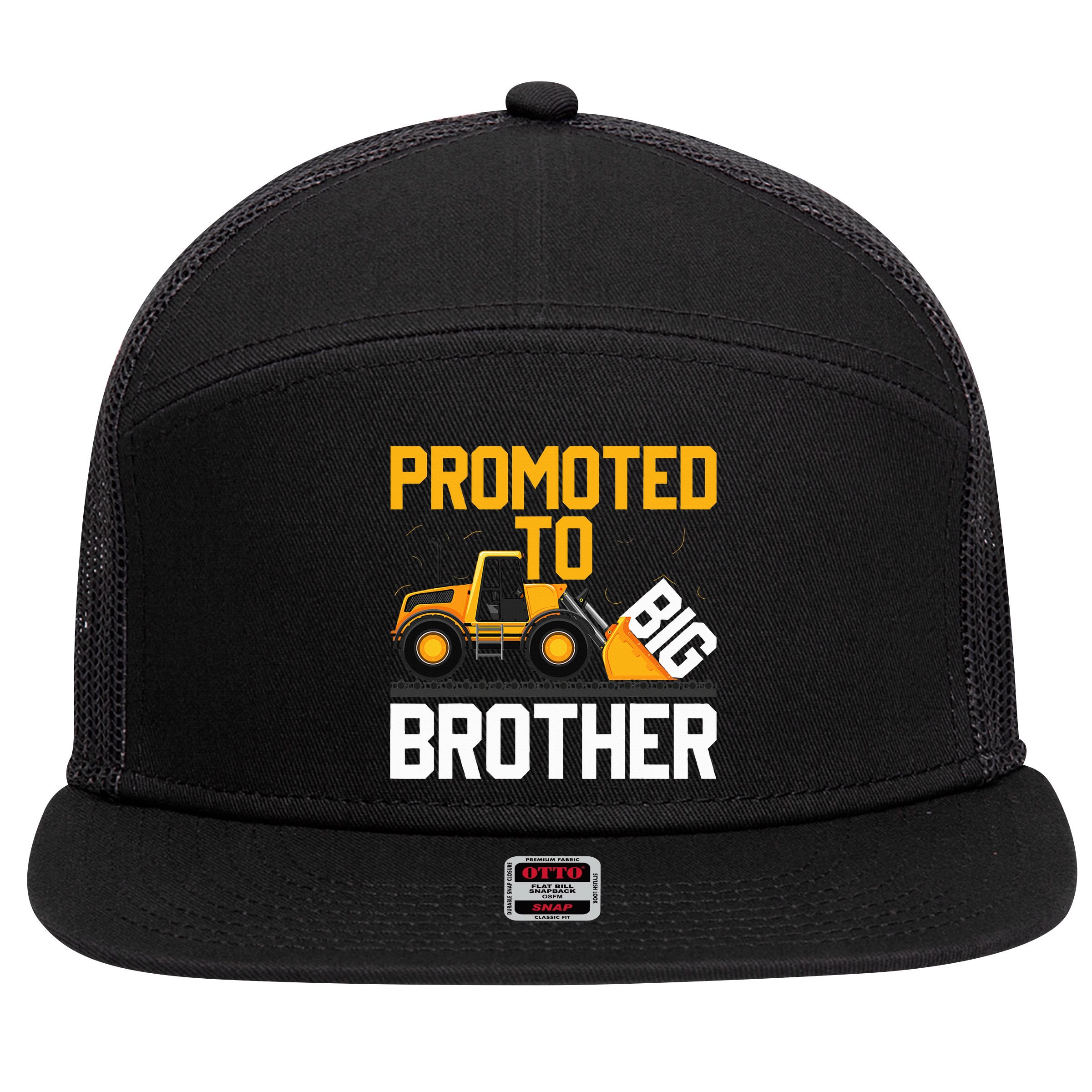 Promoted To Big Brother  I Leveled up to Big Brother 7 Panel Mesh Trucker Snapback Hat