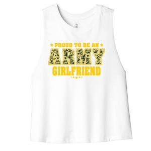 Proud To Be An Army Friend Camo Pride Military Couple Funny Gift Women's Racerback Cropped Tank