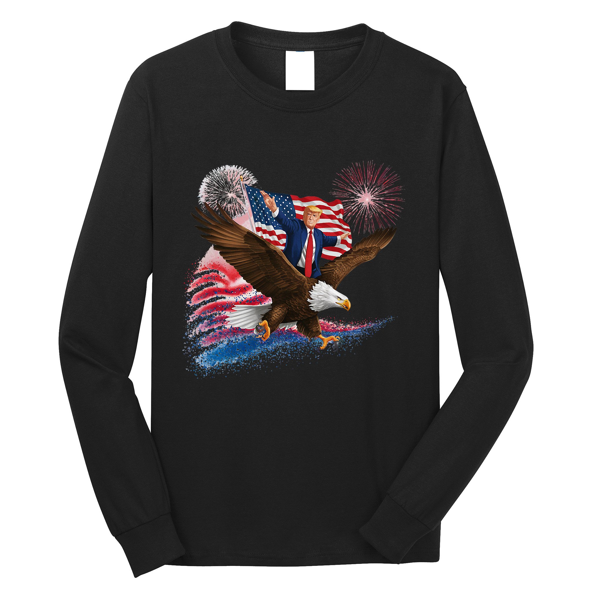 Patriotic Trump Bald Eagle American Pride Usa Flag July 4th Long Sleeve Shirt