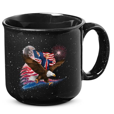 Patriotic Trump Bald Eagle American Pride Usa Flag July 4th 15oz Campfire Ceramic Mug