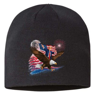 Patriotic Trump Bald Eagle American Pride Usa Flag July 4th Sustainable Beanie