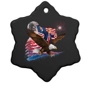 Patriotic Trump Bald Eagle American Pride Usa Flag July 4th Ceramic Star Ornament