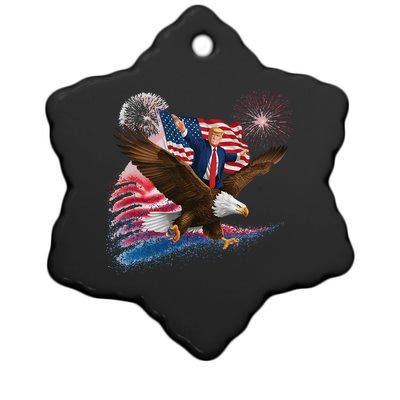 Patriotic Trump Bald Eagle American Pride Usa Flag July 4th Ceramic Star Ornament