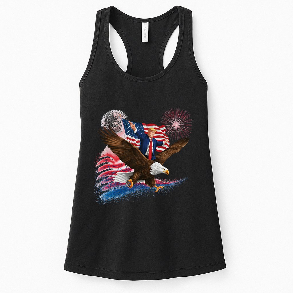 Patriotic Trump Bald Eagle American Pride Usa Flag July 4th Womens Tank Top