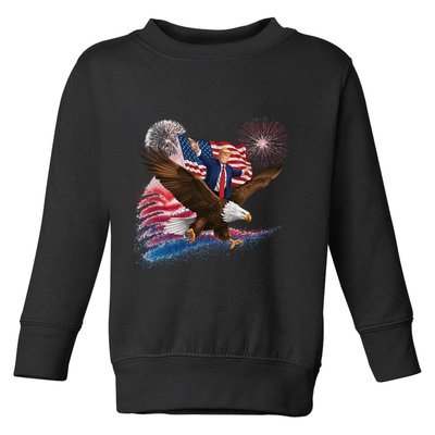 Patriotic Trump Bald Eagle American Pride Usa Flag July 4th Toddler Sweatshirt