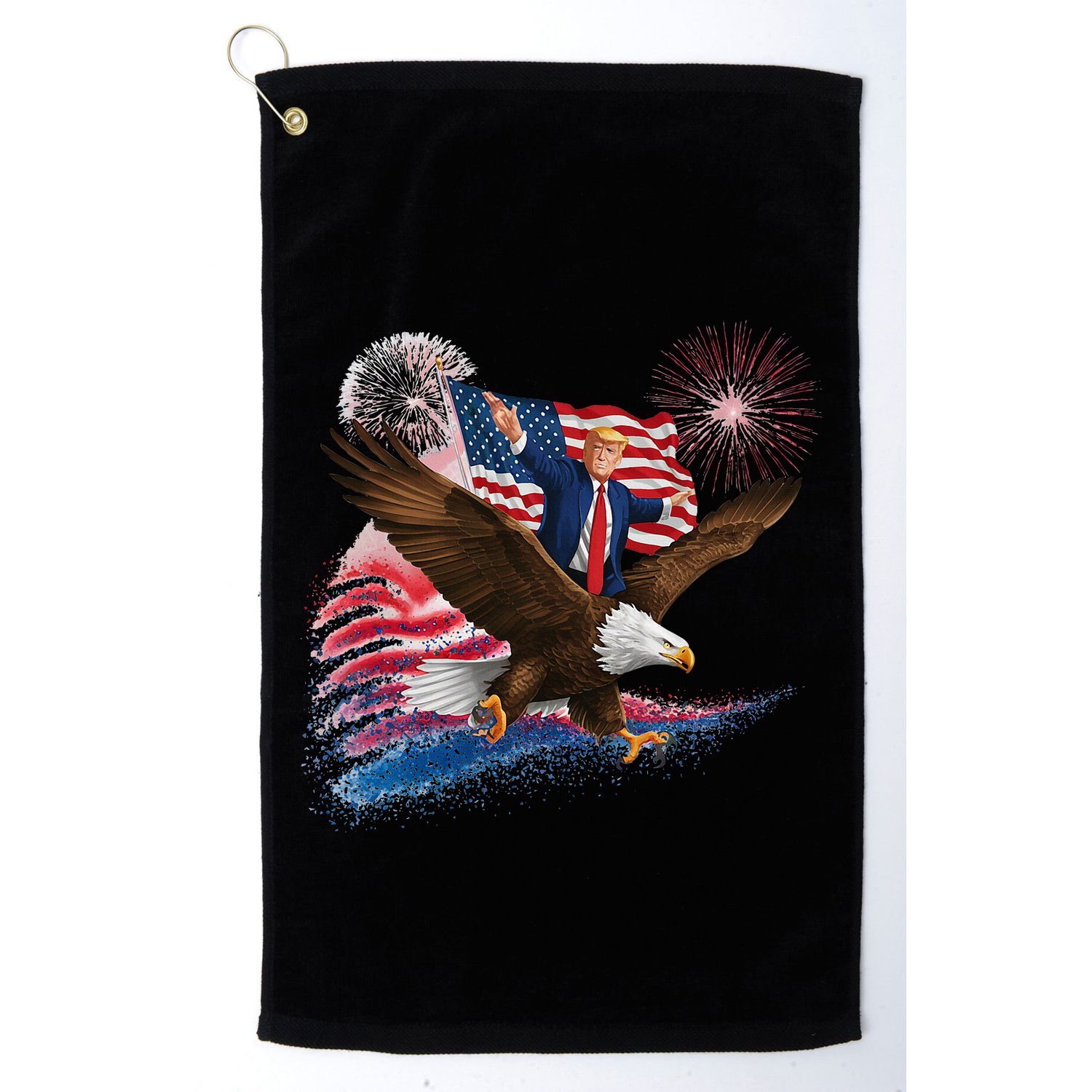 Patriotic Trump Bald Eagle American Pride Usa Flag July 4th Golf Towel
