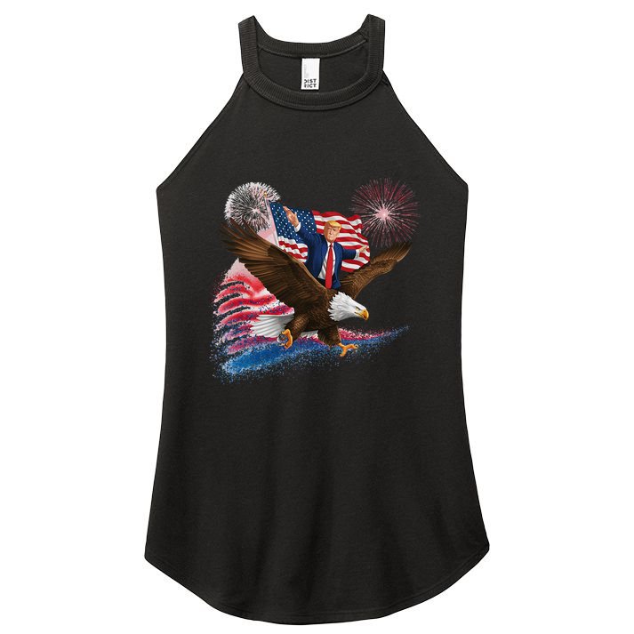 Patriotic Trump Bald Eagle American Pride Usa Flag July 4th Women's Perfect Tri Rocker Tank
