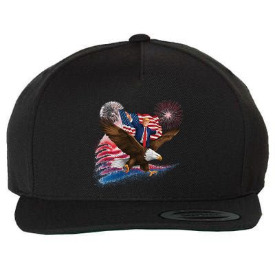 Patriotic Trump Bald Eagle American Pride Usa Flag July 4th Wool Snapback Cap