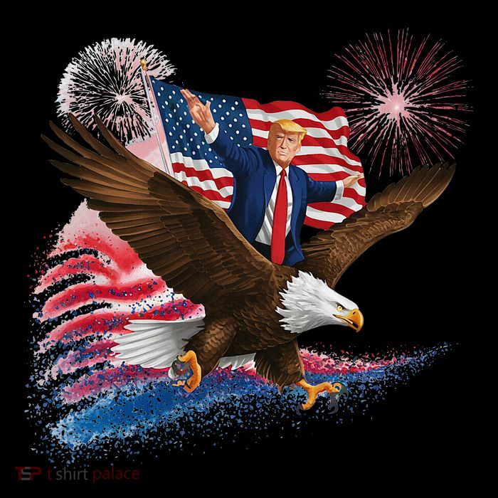 Patriotic Trump Bald Eagle American Pride Usa Flag July 4th Kids T-Shirt