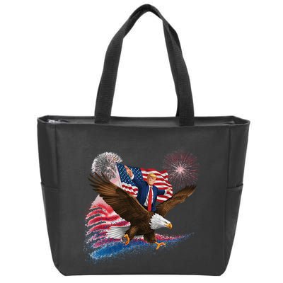 Patriotic Trump Bald Eagle American Pride Usa Flag July 4th Zip Tote Bag