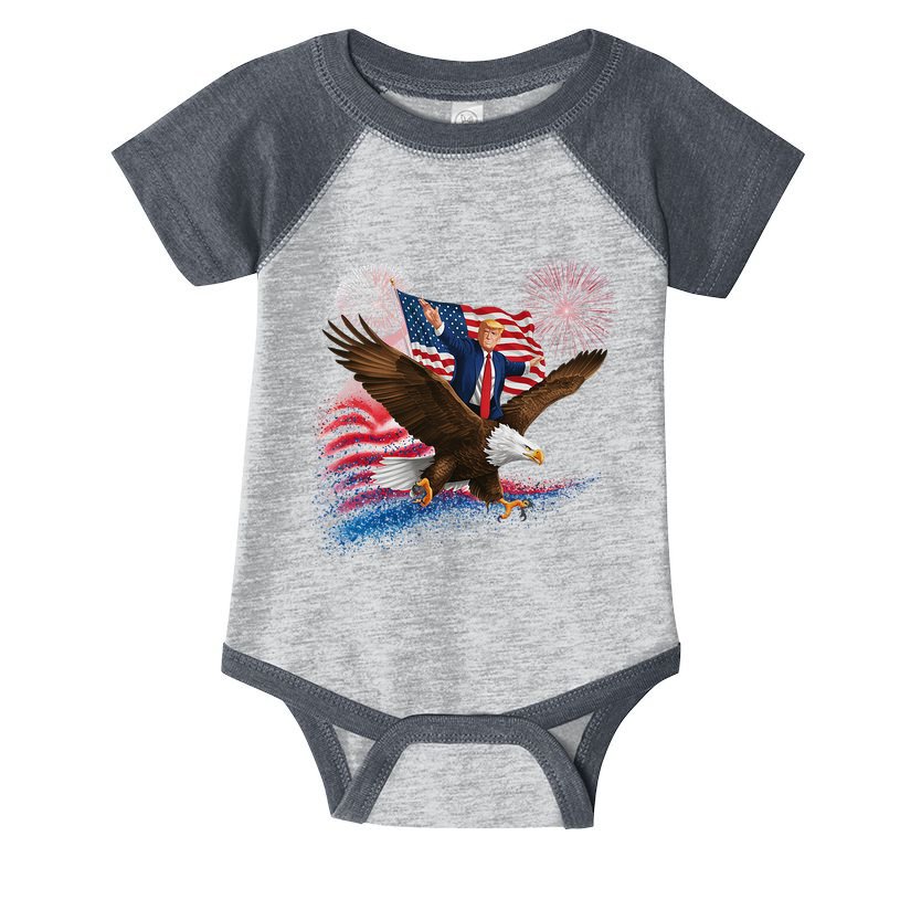 Patriotic Trump Bald Eagle American Pride Usa Flag July 4th Infant Baby Jersey Bodysuit