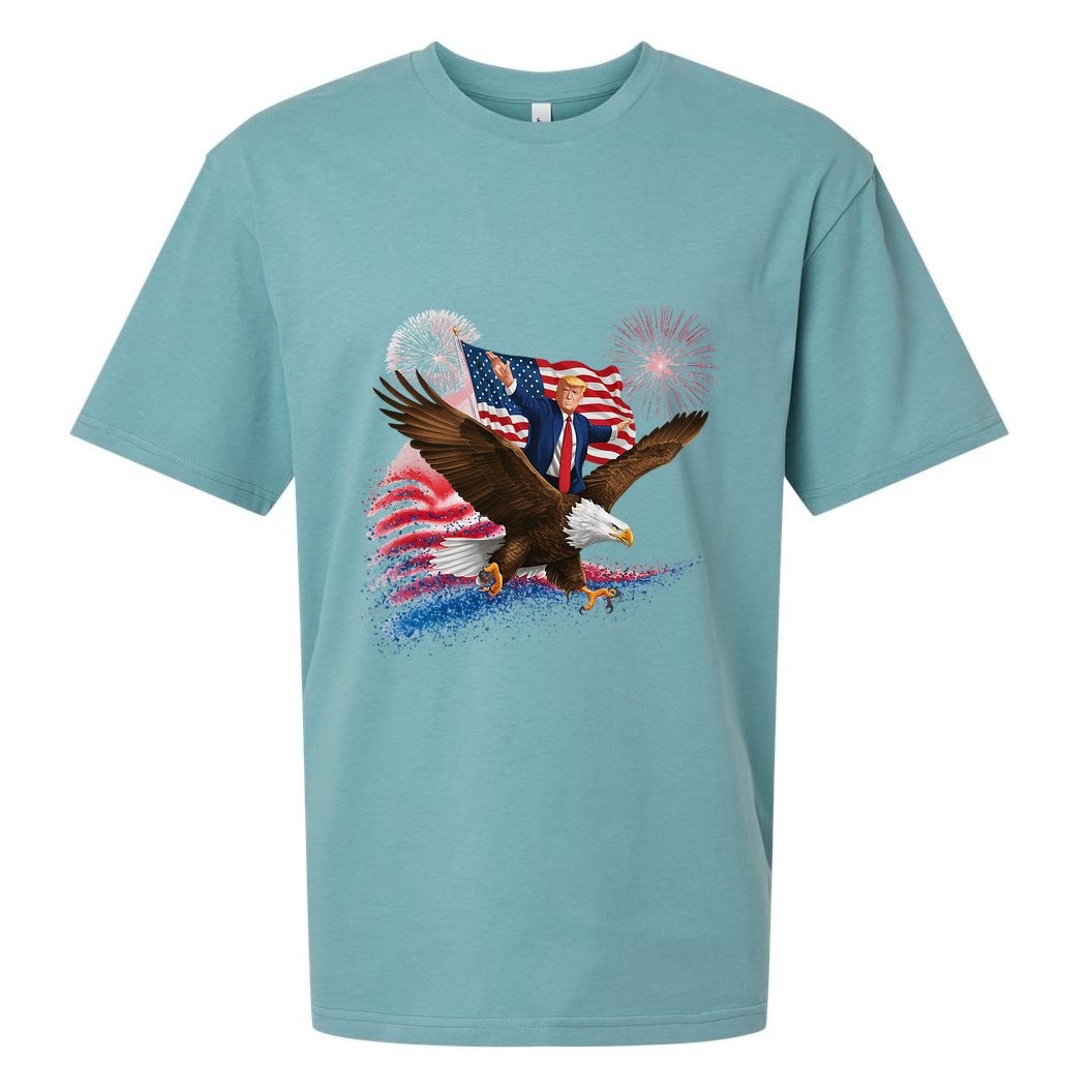 Patriotic Trump Bald Eagle American Pride Usa Flag July 4th Sueded Cloud Jersey T-Shirt