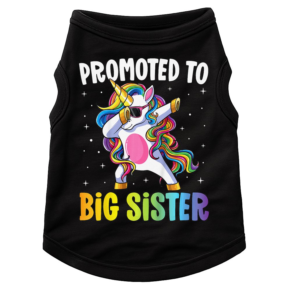 Promoted to Big Sister Dabbing Unicorn Older Sister Doggie Tank