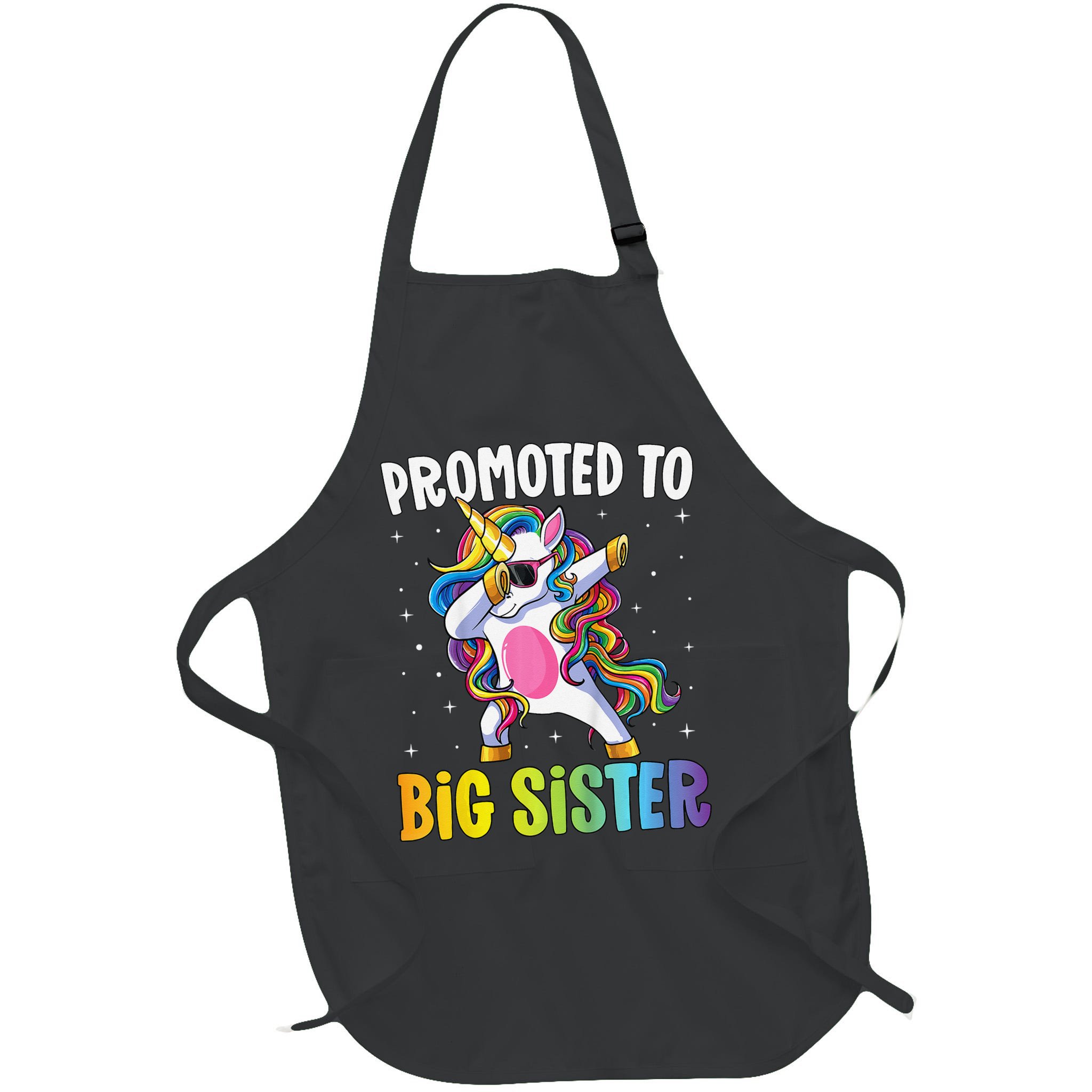 Promoted to Big Sister Dabbing Unicorn Older Sister Apron