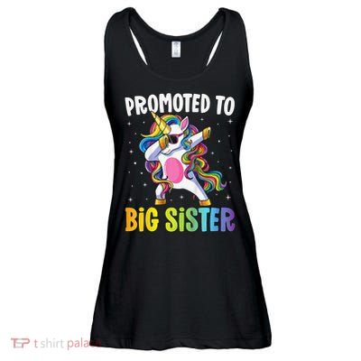 Promoted to Big Sister Dabbing Unicorn Older Sister Ladies Essential Flowy Tank