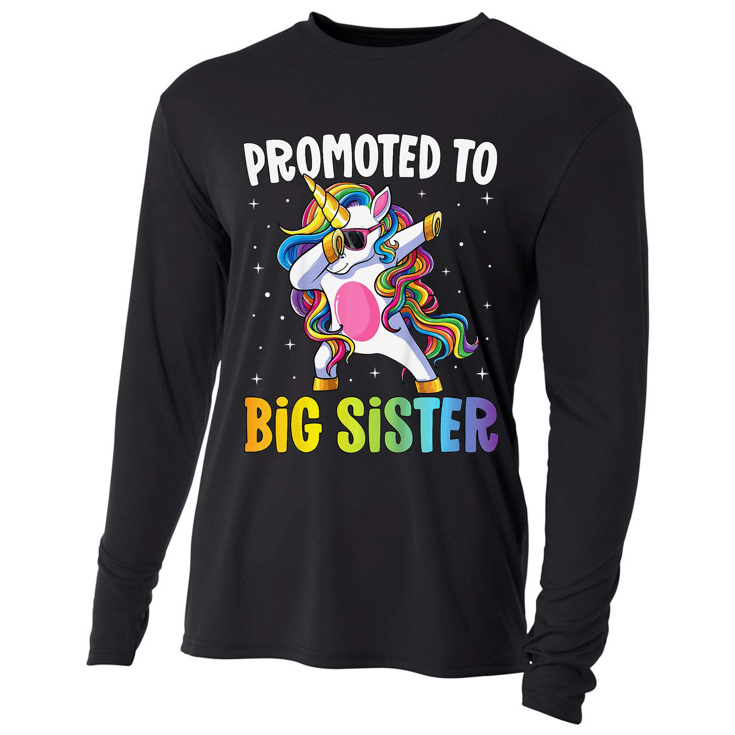 Promoted to Big Sister Dabbing Unicorn Older Sister Cooling Performance Long Sleeve Crew