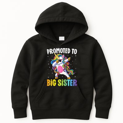 Promoted to Big Sister Dabbing Unicorn Older Sister Kids Hoodie