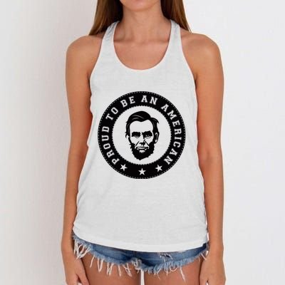 Proud To Be An American Abraham Lincoln Inspirational Quote Abe Lincoln Quote Women's Knotted Racerback Tank