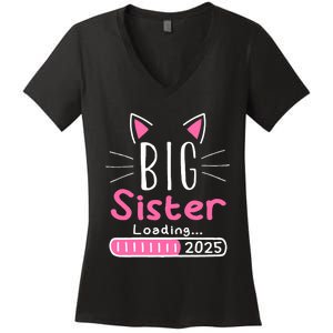 Promoted To Big Sister 2025 Im Going To Be A Big Sister 2025 Women's V-Neck T-Shirt