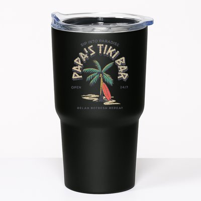 Papa's Tiki Bar Vintage Surfboard Dad Palm Tree Beach Funny Tumbler