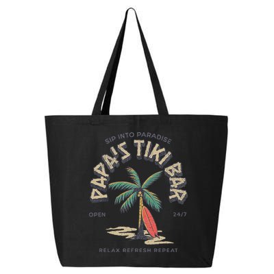 Papa's Tiki Bar Vintage Surfboard Dad Palm Tree Beach Funny 25L Jumbo Tote