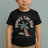 Papa's Tiki Bar Vintage Surfboard Dad Palm Tree Beach Funny Toddler T-Shirt