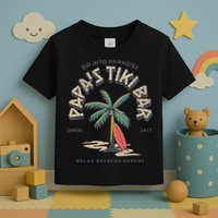 Papa's Tiki Bar Vintage Surfboard Dad Palm Tree Beach Funny Toddler T-Shirt