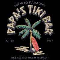 Papa's Tiki Bar Vintage Surfboard Dad Palm Tree Beach Funny Toddler T-Shirt