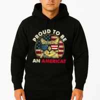 Proud To Be An Americat Funny Cat American Flag 4th Of July Hoodie
