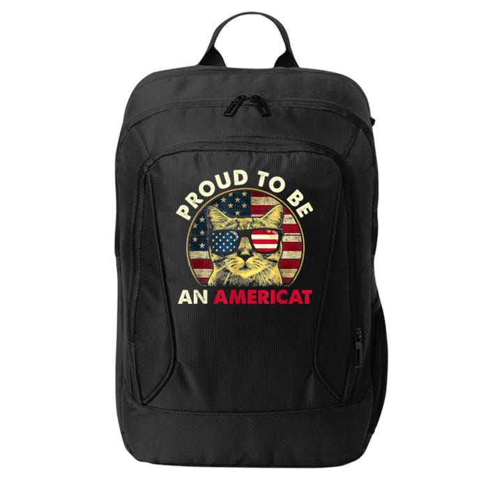 Proud To Be An Americat Funny Cat American Flag 4th Of July City Backpack