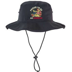 Proud To Be An Americat Funny Cat American Flag 4th Of July Legacy Cool Fit Booney Bucket Hat