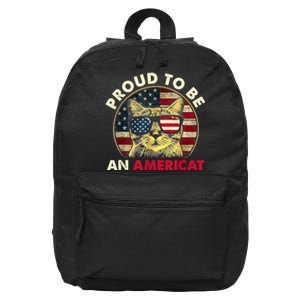 Proud To Be An Americat Funny Cat American Flag 4th Of July 16 in Basic Backpack